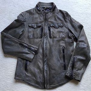 SLIM Fit GORGEOUS Leather Jacket🖤Perfectly distressed.  TAGS ON.